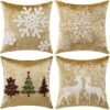 Unyqoos® Set van vier fluwelen kerstkussenhoezen voor sfeervolle decoratie
