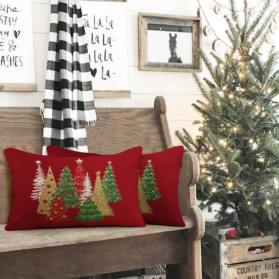 550x550-40253.jpg Unyqoos® Set van 2 decoratieve kussenhoezen voor kerst in linnen stijl, 30 x 50 cm