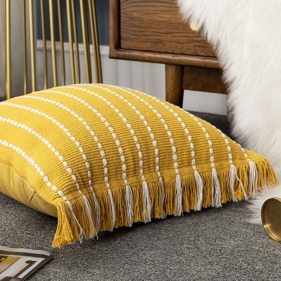 550x550-40258.jpg Unyqoos® Katoenmix Boho Kussensloop met Geometrische Patronen en Kwastjes 45 x 45 cm voor Diverse Interieurs