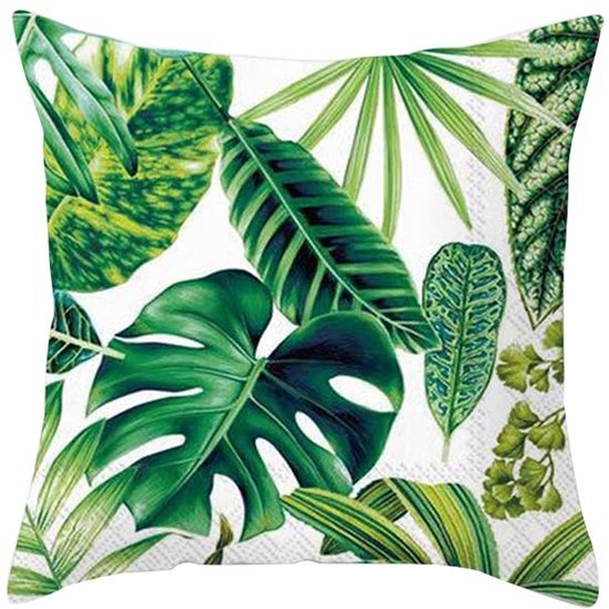 550x550-40268.jpg Unyqoos® Set van vier decoratieve kussenovertrekken van katoen en linnen met bladpatroon