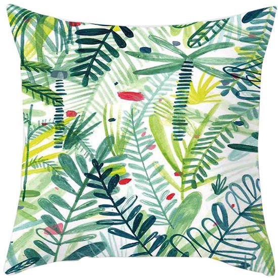 550x550-40270.jpg Unyqoos® Set van vier decoratieve kussenovertrekken van katoen en linnen met bladpatroon