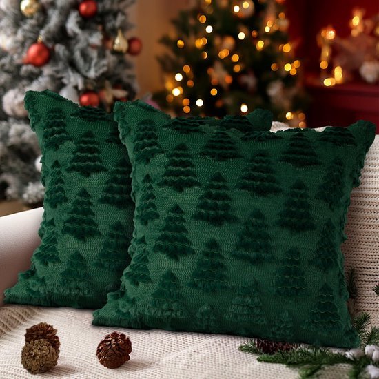 Unyqoos® Set van twee decoratieve kerst kussenhoezen met feestelijk ontwerp