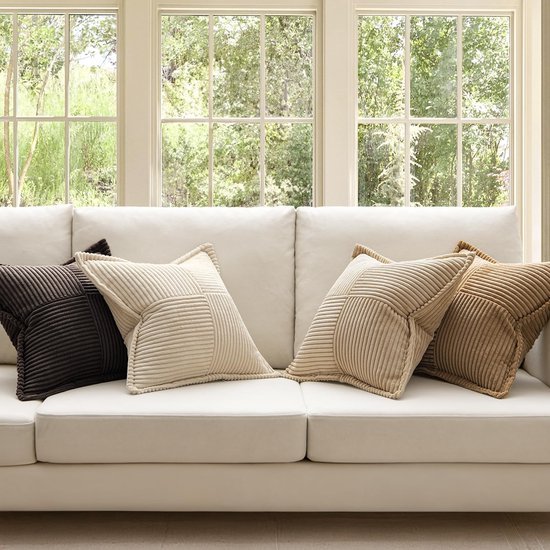 Unyqoos® Set van 4 stijlvolle corduroy kussenslopen voor bank en slaapkamer, 40 x 40 cm