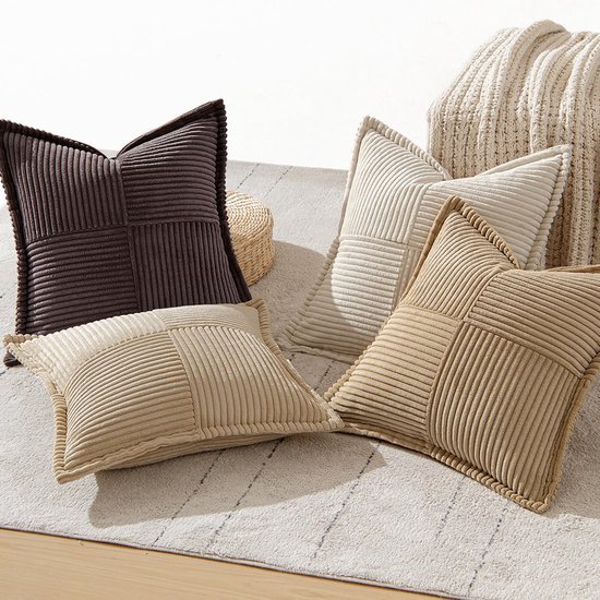 Unyqoos® Set van 4 stijlvolle corduroy kussenslopen voor bank en slaapkamer, 40 x 40 cm