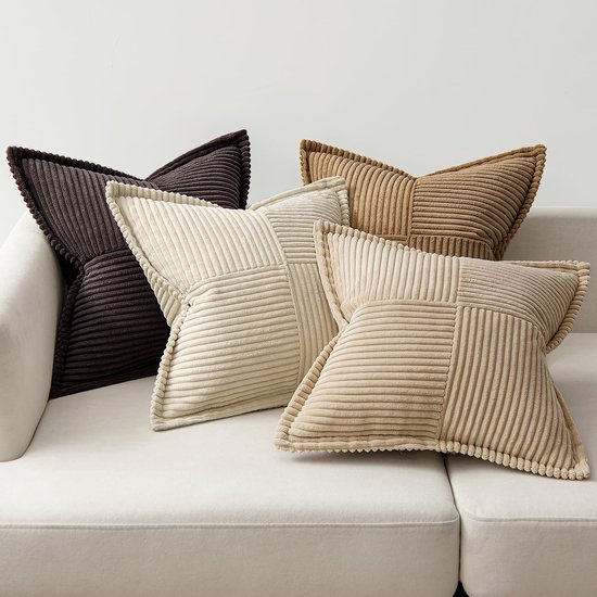 Unyqoos® Set van 4 stijlvolle corduroy kussenslopen voor bank en slaapkamer, 40 x 40 cm