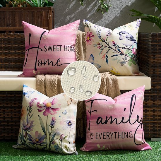 550x550-40300.jpg Unyqoos® Set van 4 waterdichte kussenslopen met bloemenmotief voor buitengebruik