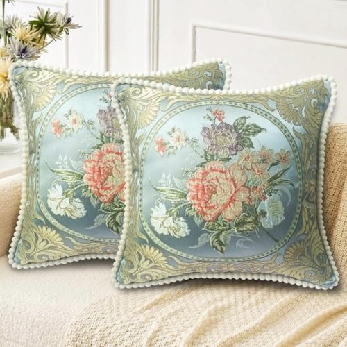550x550-40304.jpg Unyqoos® Set van 2 decoratieve kussenhoezen met vintage bloemen en ademende stof