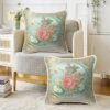 Unyqoos® Set van 2 decoratieve kussenhoezen met vintage bloemen en ademende stof