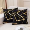 Unyqoos® Set van 2 luxe fluwelen kussenslopen met gouden geometrisch patroon