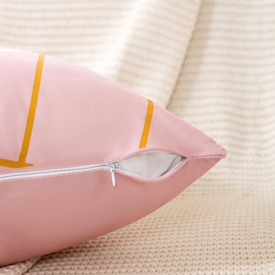 Unyqoos® Set van 2 luxe fluwelen kussenslopen met gouden geometrisch patroon