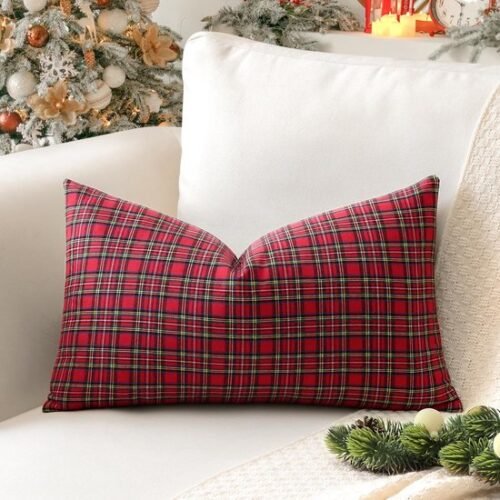 Unyqoos® Decoratieve tartan kussenhoes voor bank en slaapkamer in rood 30x50 cm