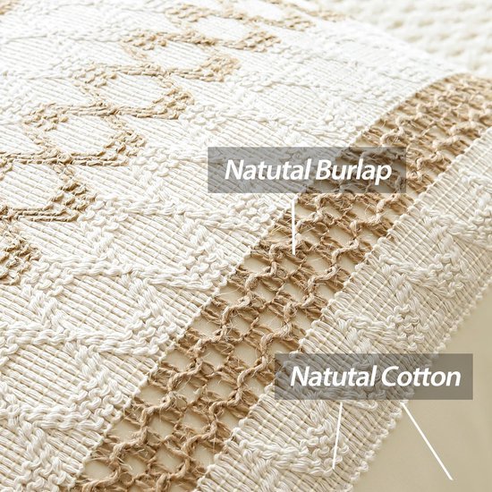 Unyqoos® Decoratieve boho kussenhoes van katoen en jute voor woonkamer