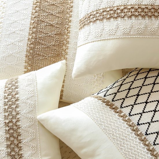 Unyqoos® Decoratieve boho kussenhoes van katoen en jute voor woonkamer