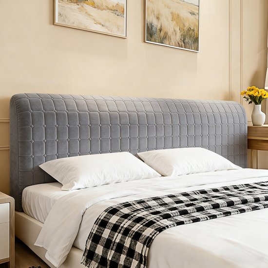 550x550-40406.jpg Unyqoos® Stijlvolle en Zachte Hoes voor Bedhoofdeinde met Klein Ruitpatroon 160cm