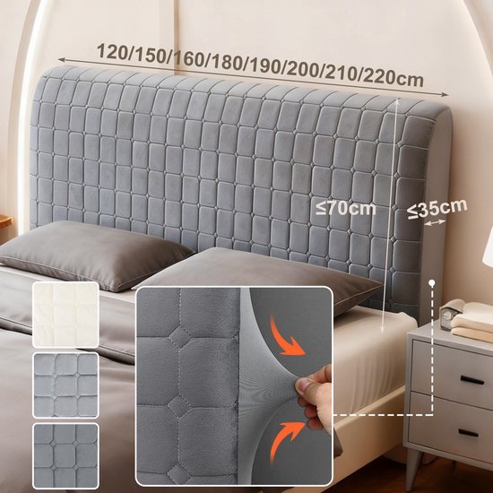 550x550-40408.jpg Unyqoos® Stijlvolle en Zachte Hoes voor Bedhoofdeinde met Klein Ruitpatroon 160cm