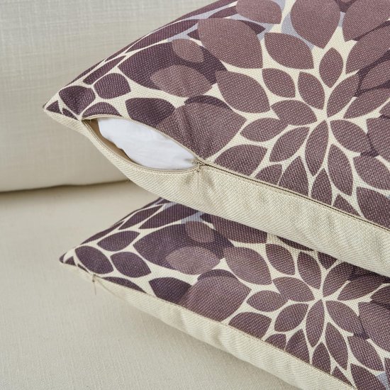 Unyqoos® Kussenhoezen set van 2, decoratief, 45 x 45 cm, herfst, geometrisch bloemontwerp, modern, met verborgen rits