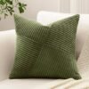 Unyqoos® Decoratieve olijfgroene corduroy kussensloop met gestreept patroon voor woonkamer