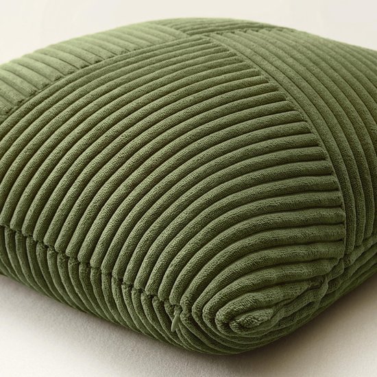 Unyqoos® Decoratieve olijfgroene corduroy kussensloop met gestreept patroon voor woonkamer