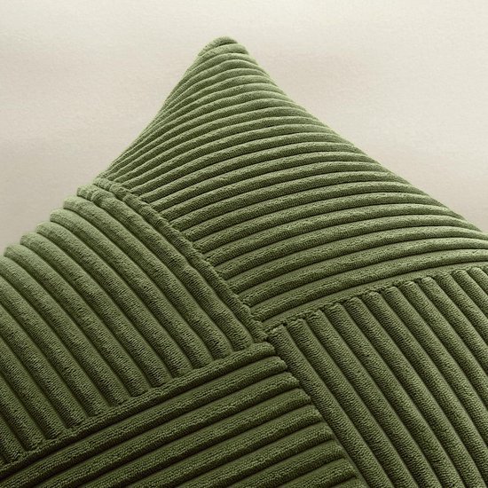 Unyqoos® Decoratieve olijfgroene corduroy kussensloop met gestreept patroon voor woonkamer