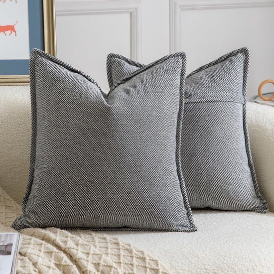 Unyqoos® Set van 2 zachte chenille kussenhoezen voor moderne inrichting en comfort