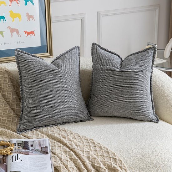 Unyqoos® Set van 2 zachte chenille kussenhoezen voor moderne inrichting en comfort