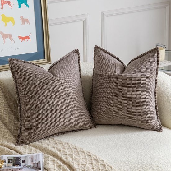 Unyqoos® Set van twee zachte taupe kussenhoezen voor stijlvolle woondecoratie
