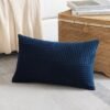 Unyqoos® Marineblauwe sierkussensloop van corduroy met gestreept patroon en ritssluiting