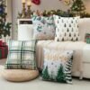 Unyqoos® Set van 4 decoratieve kussenhoezen met kerstmotief voor huisdecoratie