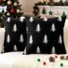550x550-40558.jpg Unyqoos® Set van 2 feestelijke kussenslopen met kerstboomprint voor binnen en buiten