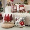 Unyqoos® Set van 4 decoratieve kerst kussenhoezen van linnenstof voor woonkamer