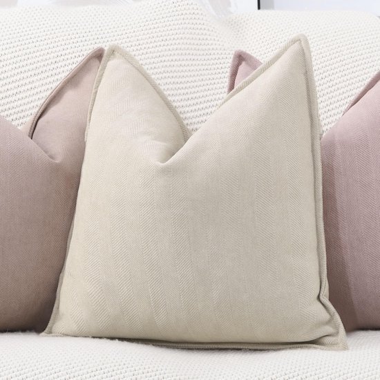 Unyqoos® Set van twee zachte chenille kussenhoezen met stijlvol franjeontwerp