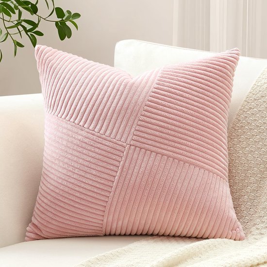 550x550-40579.jpg Unyqoos® Decoratieve roze kussensloop van zacht corduroy met verborgen ritssluiting
