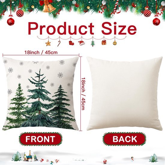 Unyqoos® Set van twee decoratieve kussenhoezen met kerstmotief voor een feestelijk interieur