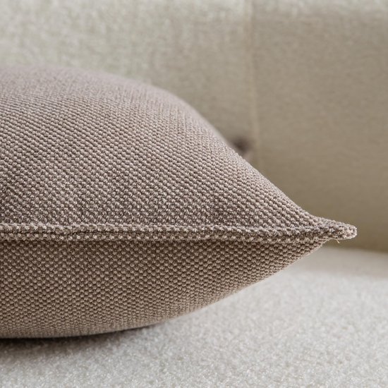 Unyqoos® Set van twee zachte chenille kussenhoezen in lichttaupe voor moderne inrichting