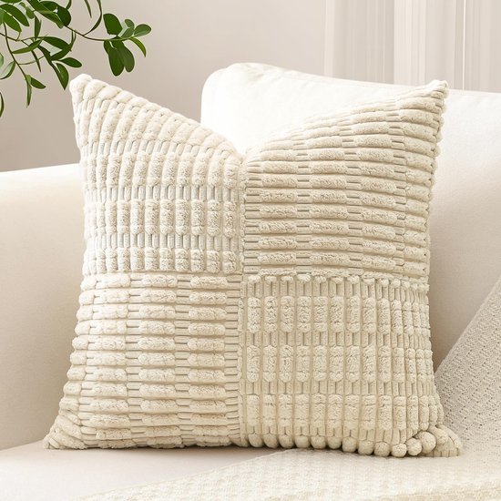 Unyqoos® Elegante en Zachte Corduroy Kussensloop in Beige voor Stijlvolle Woonkamer