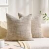 Unyqoos® Set van twee decoratieve kussenslopen in khaki voor woonkamer en slaapkamer