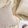 Unyqoos® Set van twee decoratieve kussenslopen in khaki voor woonkamer en slaapkamer