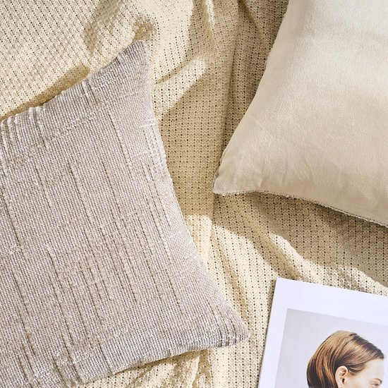 Unyqoos® Set van twee decoratieve kussenslopen in khaki voor woonkamer en slaapkamer