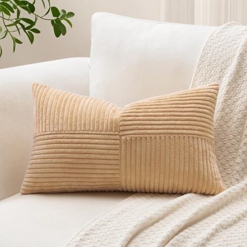 550x550-40656.jpg Unyqoos® Lichtbruine kussenhoes van corduroy met gestreept patroon voor diverse interieurs