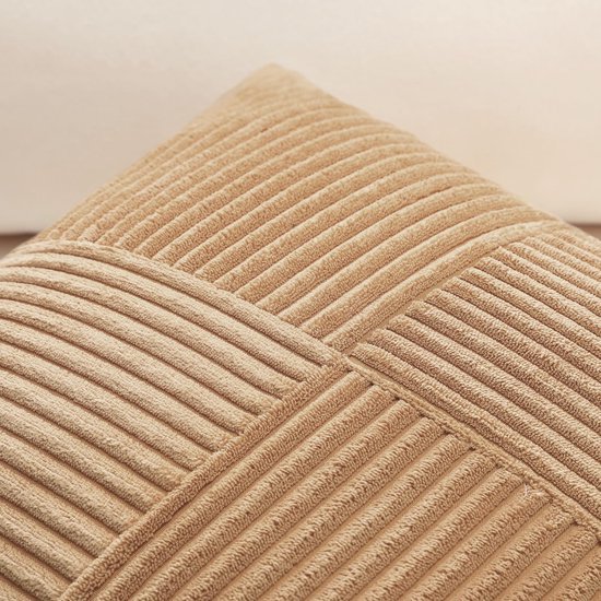 Unyqoos® Lichtbruine kussenhoes van corduroy met gestreept patroon voor diverse interieurs