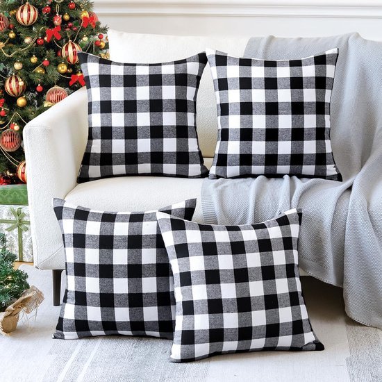 550x550-40666.jpg Unyqoos® Stijlvolle set van 4 geruite kussenslopen voor diverse interieurstijlen