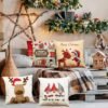 Unyqoos® Set van vier feestelijke kussenhoezen met kerstpatronen voor gezellige decoratie