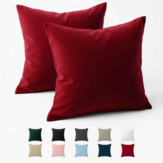 550x550-40694.jpg Unyqoos® Set van 2 ademende kussenslopen 80x80 cm in bordeauxrood katoen
