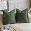Unyqoos® Set van twee zachte groene chenille kussenhoezen voor moderne woningdecoratie