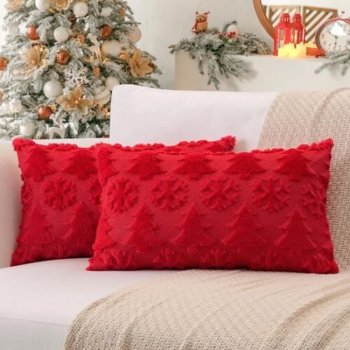 Unyqoos® Set van twee decoratieve kussenhoezen met kerstmotief voor huisinrichting