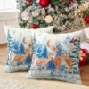 Unyqoos® Set van 2 decoratieve kerstkussenhoezen voor een feestelijk interieur