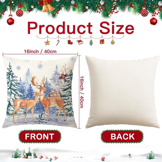 Unyqoos® Set van 2 decoratieve kerstkussenhoezen voor een feestelijk interieur