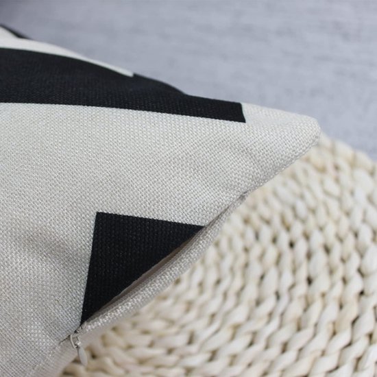 Set van 4 decoratieve kussenhoezen met geometrische print, vierkante kussenhoezen voor buitengebruik, terras, tuinbank, woonkamer, bankdecoratie, 40 x 40 cm, zwart.