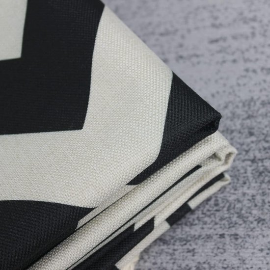 Set van 4 decoratieve kussenhoezen met geometrische print, vierkante kussenhoezen voor buitengebruik, terras, tuinbank, woonkamer, bankdecoratie, 40 x 40 cm, zwart.