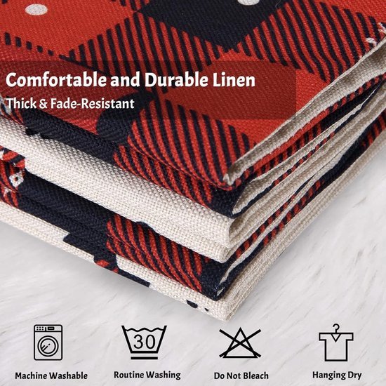Kussenhoezen set van 4 45 x 45 cm Linnen Decoratieve Kussenhoezen voor Landhuisstijl Decoratieve Kussen Tuin Buitenkussen Sofa Kussen (Kerst Sneeuwman)